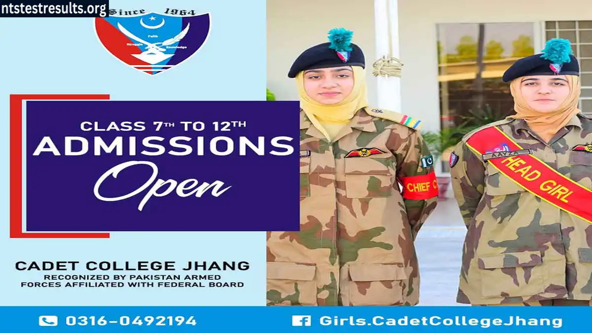 Cadet College Jhang Entry Test Result 2024 Online Check
