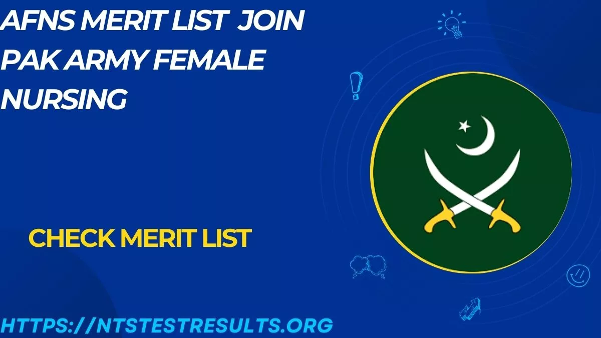 AFNS Merit List 2024 Join Pak Army Female Nursing